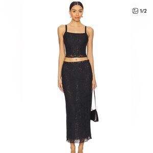 Superdown Black Lace Skirt Set